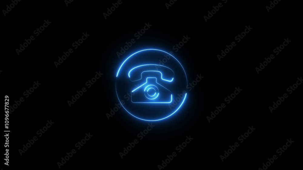 Abstract neon light telephone icon animation. Abstract neon light telephone icon animation.