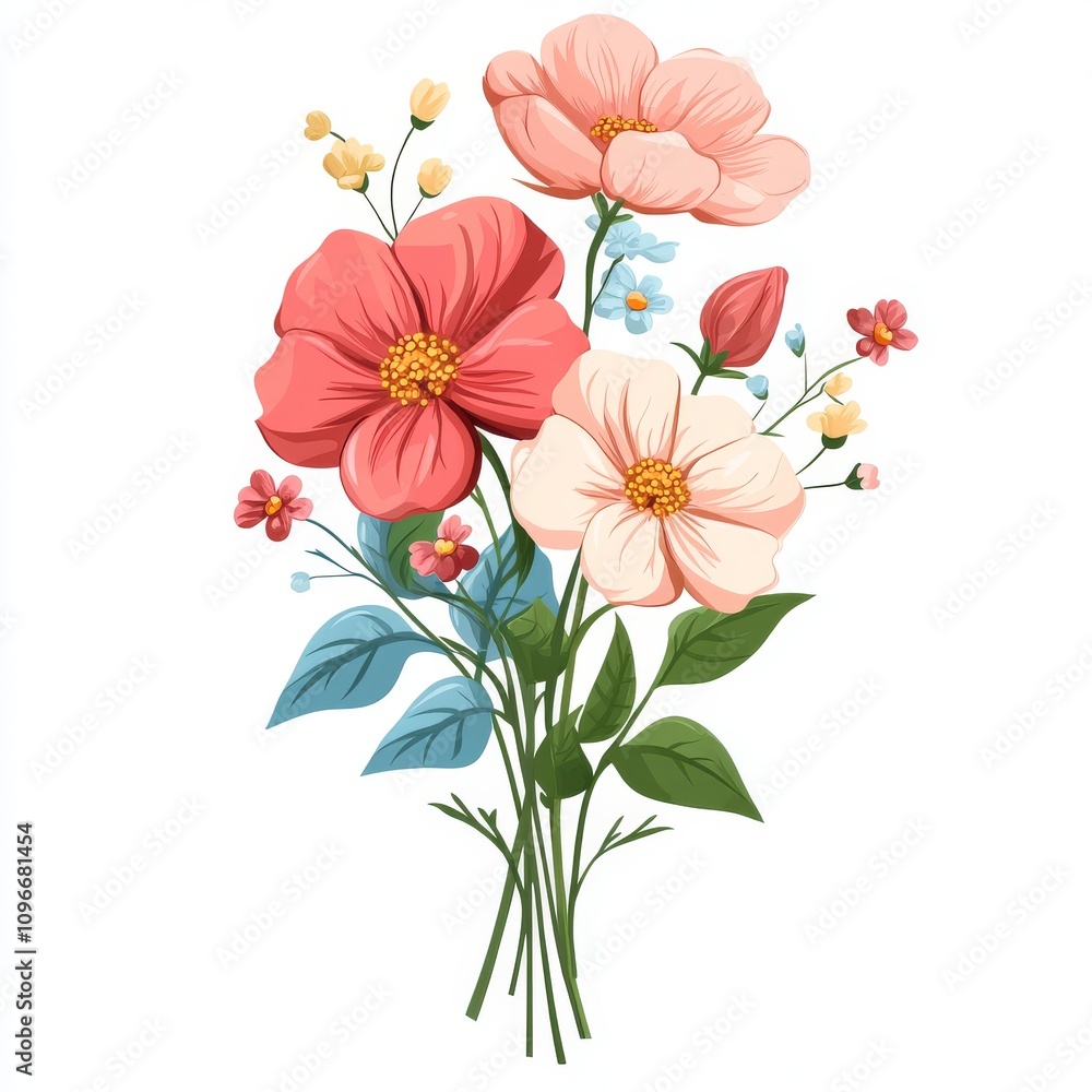 Naklejka premium Beautiful flower bouquet with vibrant colors and delicate petals