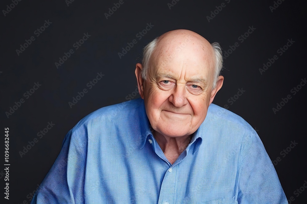Obraz premium Gentle and Wise Elderly Man Portrait with Contemplative Expression