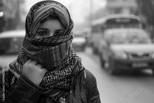 A Muslim woman walks on the street in Rafah, Gaza as an ice storm rages outside. The cold weather has knocked out power, and schools have been closed for several days to keep people warm and safe