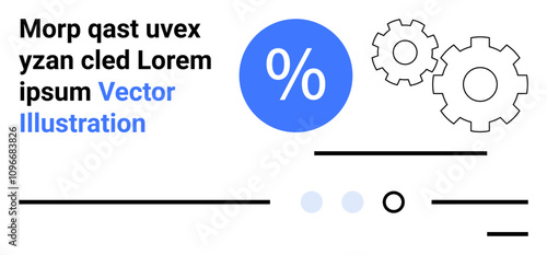 Wallpaper Mural Percentage symbol in blue circle, black gears, horizontal lines. Ideal for business, technology, finance, data analysis, website, presentation, infographic Landing page Torontodigital.ca