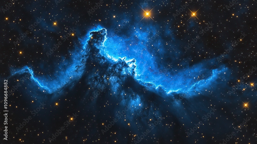 Fototapeta premium Mesmerizing views of blue galaxies and glowing stars. Cosmos and Space Background for Wallpaper. AI generated image