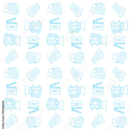 cinema icons doodle pattern