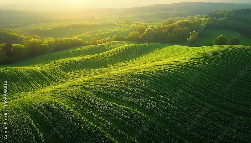 Obraz premium Vibrant green cabbage field in a peaceful rural landscape, creating a picturesque scene of serenity and agricultural beauty