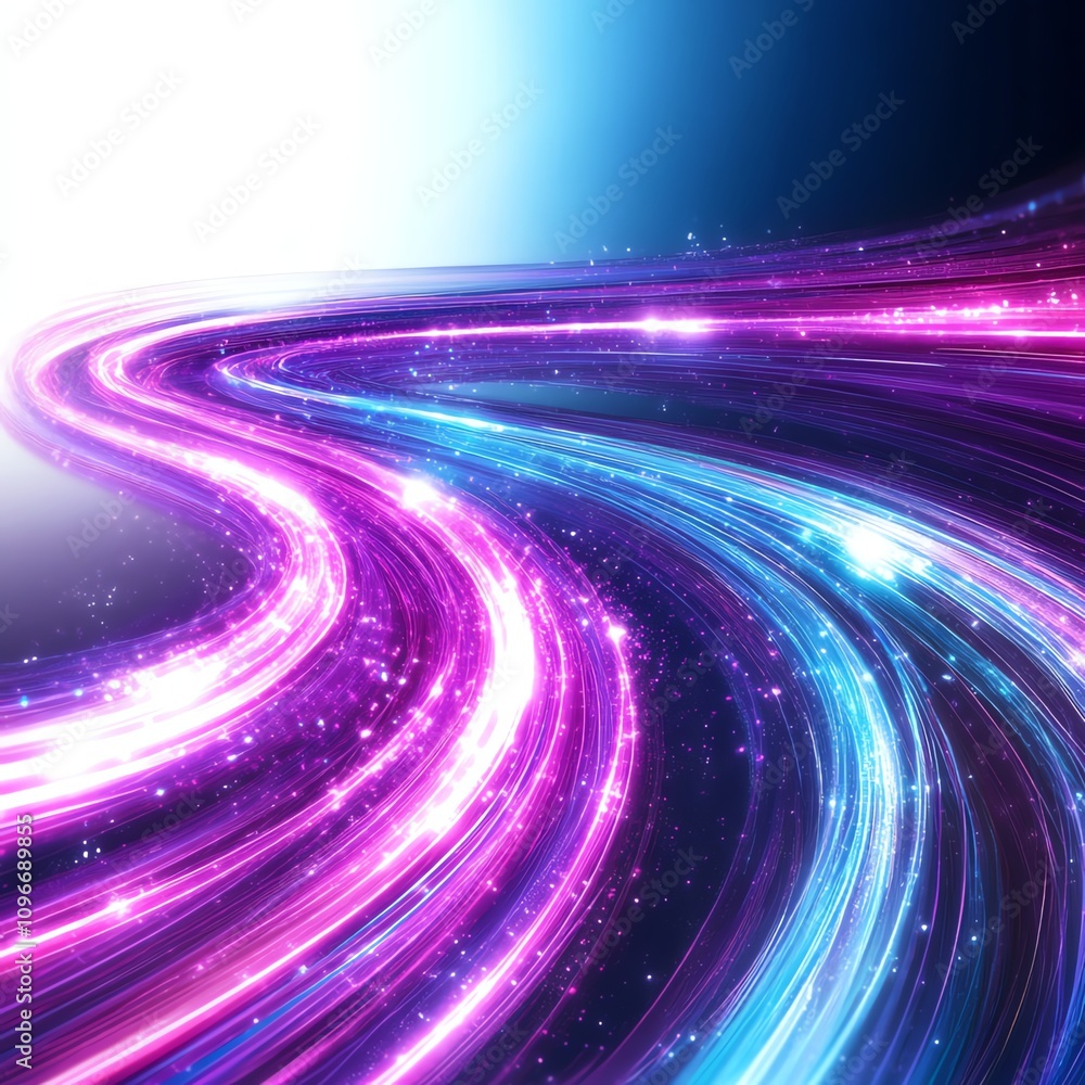 Abstract light trails in vibrant pink and blue on a dark background. Abstract light trails in vibrant pink and blue on a dark background.