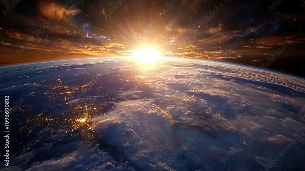 Abstract cosmic views of Earth and space at sunrise. Background for Wallpaper. AI generated image Abstract cosmic views of Earth and space at sunrise. Background for Wallpaper. AI generated image