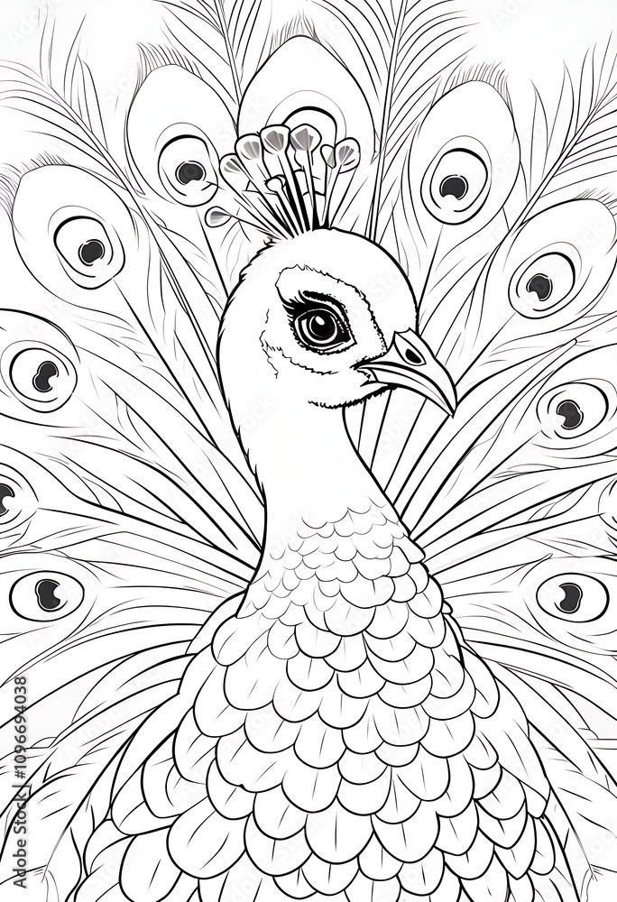 Fototapeta premium peacock coloring page line art
