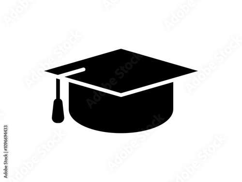 Simple vector icon flat style graduation cap for educational apps and websites, logo sign symbol illustration, isolated on white