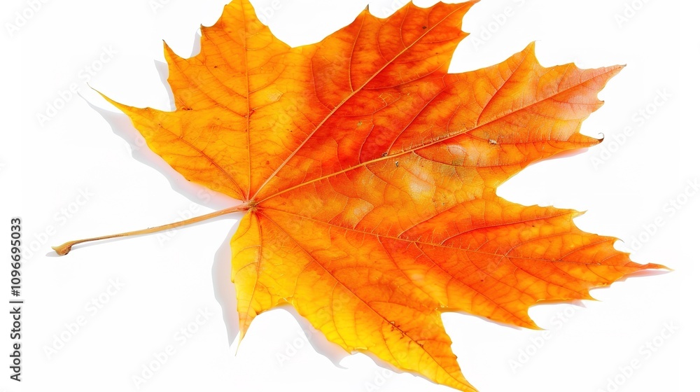 Obraz premium Maple Leaf Autumn Isolated on White Background - A Captivating Symbol of the Season's Beauty. The Vibrant Maple Leaf, with Its Intricate Veins and Rich Autumn Colors, Standing Alone Against the Purity
