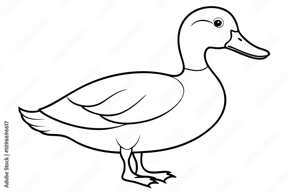 A black and white Duck Silhouette A black and white Duck Silhouette