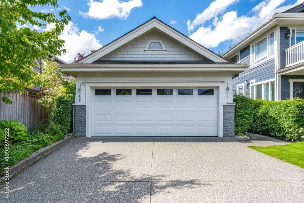 Elegant Garage Door at Modern Suburban Home: Luxurious Interior Design Elegant Garage Door at Modern Suburban Home: Luxurious Interior Design