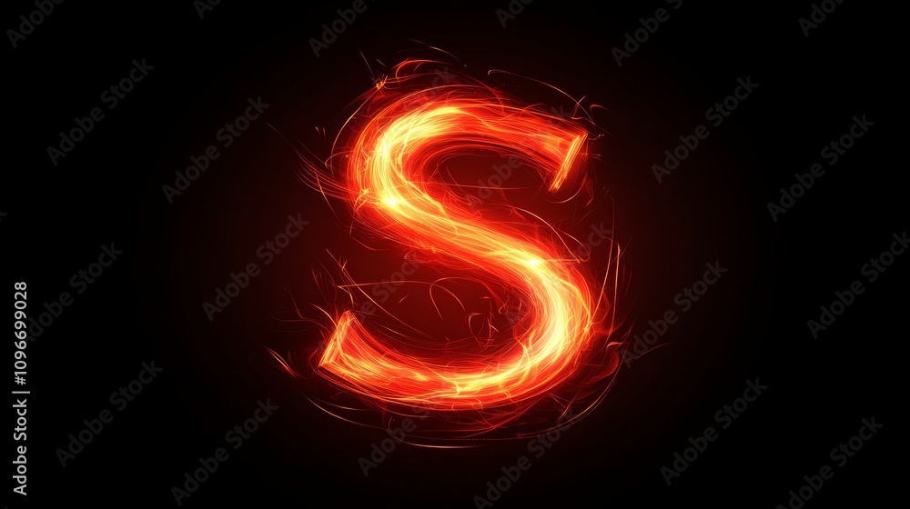 Fiery letter S, abstract design element. Fiery letter S, abstract design element.