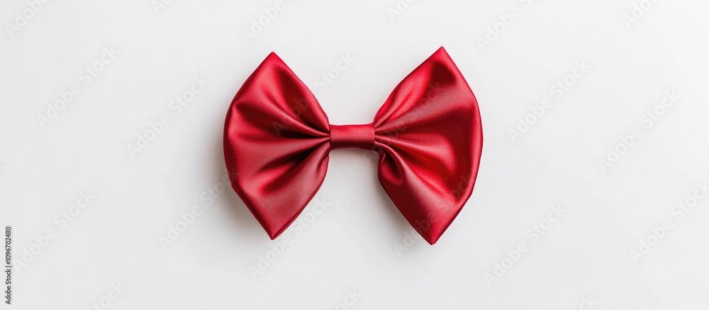 Elegant isolated red satin bow on white background showcasing texture and design viewed from above suitable for gift wrapping or decoration Elegant isolated red satin bow on white background showcasing texture and design viewed from above suitable for gift wrapping or decoration