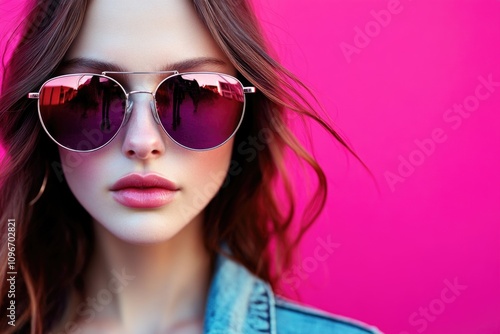 Wallpaper Mural A woman wearing sunglasses and a denim jacket Torontodigital.ca