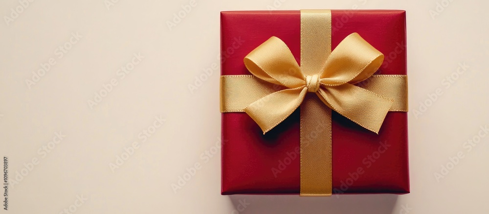 Elegant red gift box with a luxurious gold ribbon on a clean white background ideal for holiday celebrations and special occasions. Elegant red gift box with a luxurious gold ribbon on a clean white background ideal for holiday celebrations and special occasions.