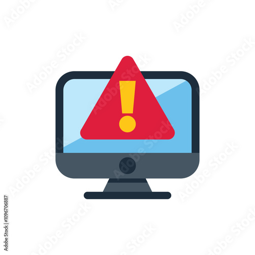 Computer screen displaying an error message with a red warning sign and an exclamation mark, indicating a problem or issue