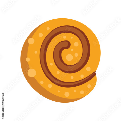 Delicious round cinnamon roll with chocolate filling isolated on white background is making your mouth water