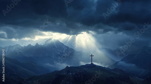 Wallpaper Mural Cross Against Mountain Range Torontodigital.ca