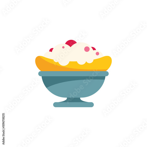 Delicious banana split dessert is presented in a glass bowl, featuring whipped cream, cherries, and sliced bananas