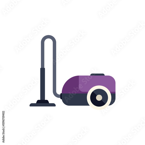 Purple vacuum cleaner standing upright, ready to be used for cleaning