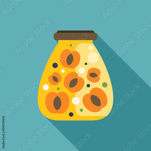 Glass jar with preserved apricots, creating a sweet and tangy treat, perfect for breakfast or dessert