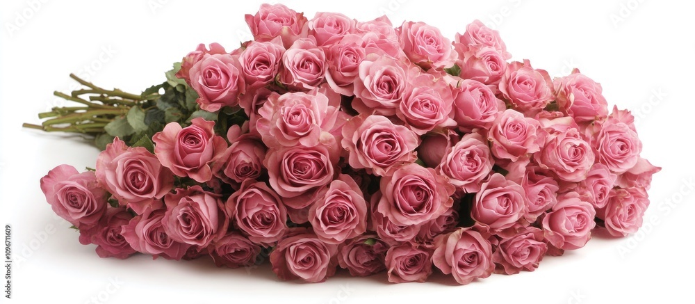Pink rose bouquet elegantly arranged on a crisp white background showcasing beauty and romance perfect for floral design and decoration. Pink rose bouquet elegantly arranged on a crisp white background showcasing beauty and romance perfect for floral design and decoration.