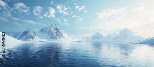 Wallpaper Mural Serene snowy mountains reflecting in calm ocean waters under a clear blue sky capturing tranquil winter landscape beauty. Torontodigital.ca