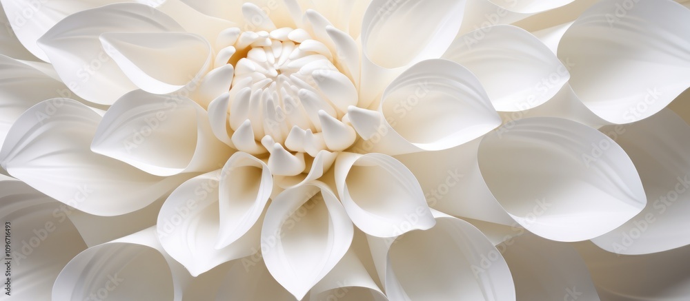 Elegant close-up of a intricate white paper flower showcasing delicate petals and a serene design for artistic backgrounds and decor. Elegant close-up of a intricate white paper flower showcasing delicate petals and a serene design for artistic backgrounds and decor.