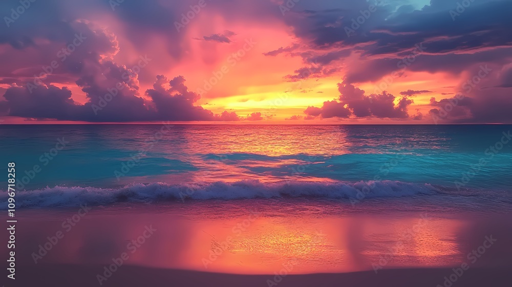 rainbow colored sea water beach scenery illustration poster background rainbow colored sea water beach scenery illustration poster background