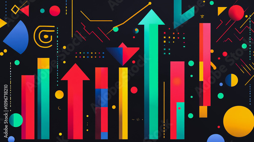 Abstract black background with Colorful charts and graphs with statistics to innovative analyze business potential and forecast future development of companies growth.