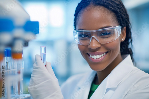 scientist with a smile in a bright modern laboratory