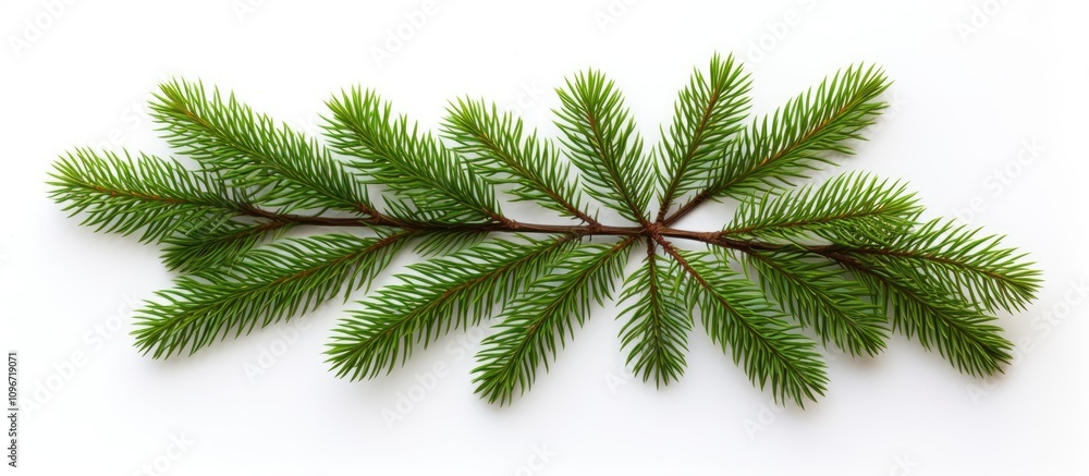 Spruce Twig Close Up Isolated on White Background Natural Greenery for Design and Decoration Purposes Spruce Twig Close Up Isolated on White Background Natural Greenery for Design and Decoration Purposes