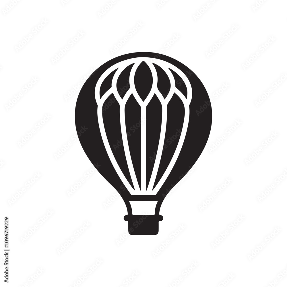 Minimalistic Hot Air Balloon Silhouette Vector Icon
Minimalistic Hot Air Balloon Silhouette Vector Icon
