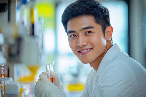 scientist with a smile in a bright modern laboratory