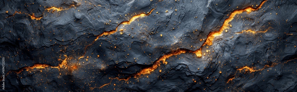 Fototapeta premium Black and Gold Rock Texture with Golden Veins Abstract Nature Wallpaper