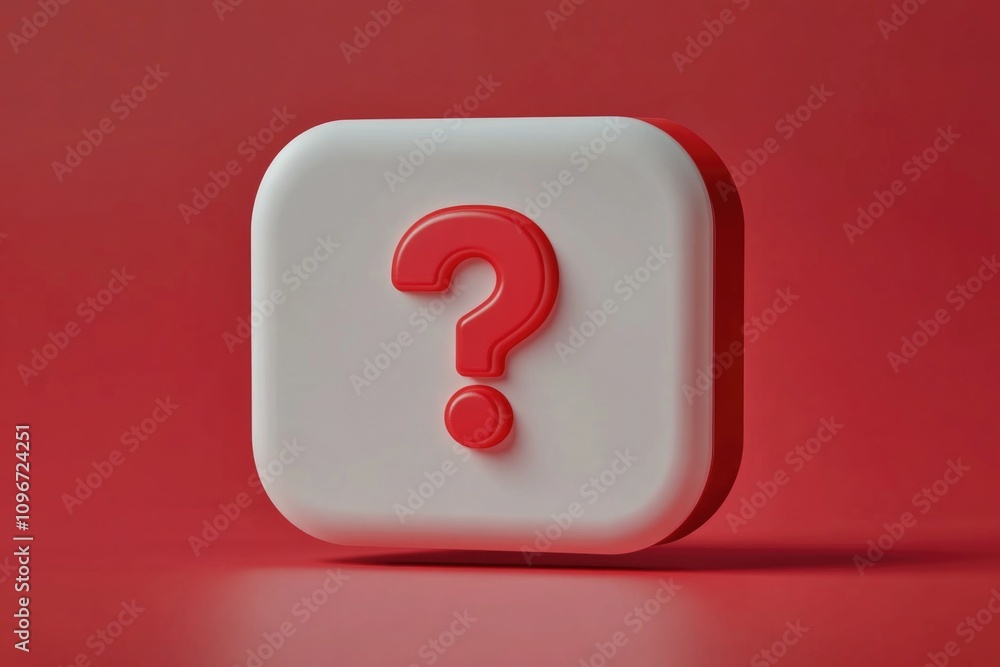 A simple graphic element featuring a white square with a red question mark A simple graphic element featuring a white square with a red question mark