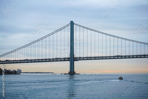 The Verrazano Bridge from the Hudson River in NYC