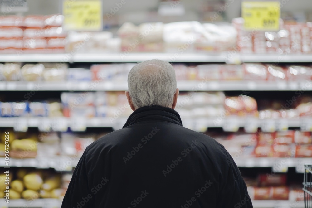 A customer shopping at the grocery store A customer shopping at the grocery store