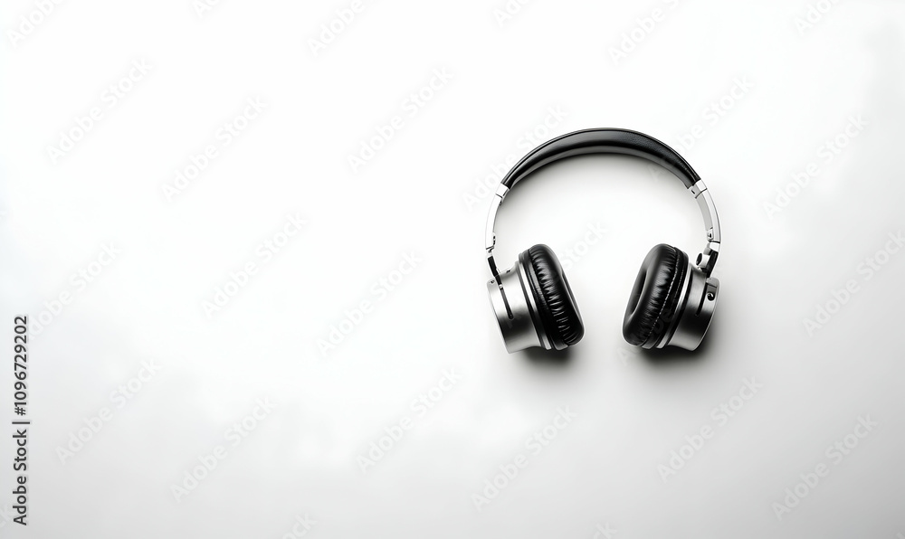 Stylish silver and black headphones on a white background, perfect for music, technology, and lifestyle imagery. Stylish silver and black headphones on a white background, perfect for music, technology, and lifestyle imagery.