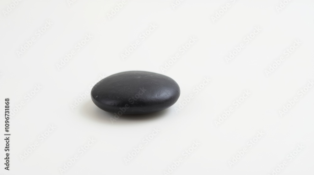 life composition of a single black stone on a white background, highlighting the concept of minimalism through its simplicity and elegance life composition of a single black stone on a white background, highlighting the concept of minimalism through its simplicity and elegance