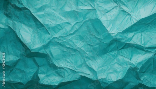 Abstract background, Aqua crumpled and creased recycle paper texture.