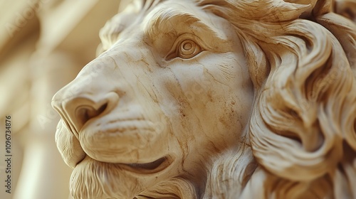 33. **A realistic 3D render of a ceramic tile art showcasing a regal lion with intricate mane details, isolated on a white background photo