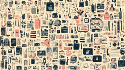 A collage of various everyday objects and tools in a visually appealing arrangement.