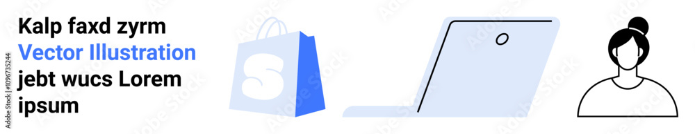 Image shows a shopping bag, a laptop, and a person icon. Ideal for e-commerce, online shopping, digital marketing, website design, and customer service. Landing page Image shows a shopping bag, a laptop, and a person icon. Ideal for e-commerce, online shopping, digital marketing, website design, and customer service. Landing page