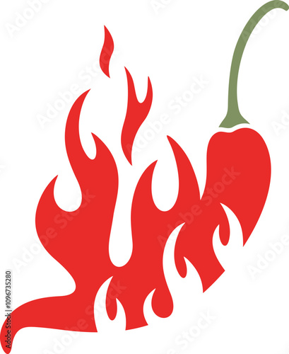 Chili pepper logo. Isolated chili pepper on white background. Fire