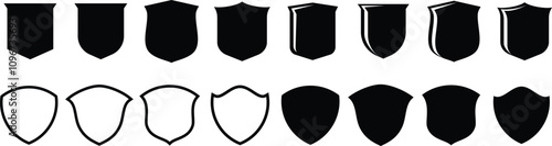 Shield icon set. Shields. Collection of security shield icon vector. Protect shield security line icons.  