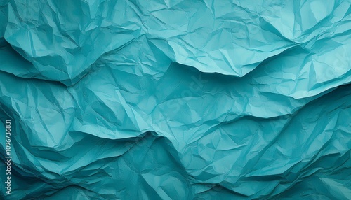 Abstract background, Arctic Blue crumpled and creased recycle paper texture.