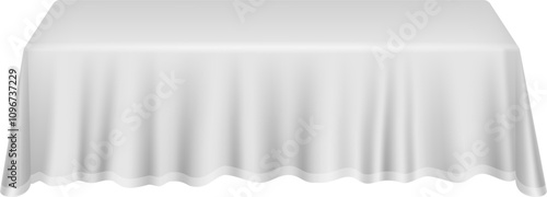 White tablecloth textile mockup. Blank banquet fabric