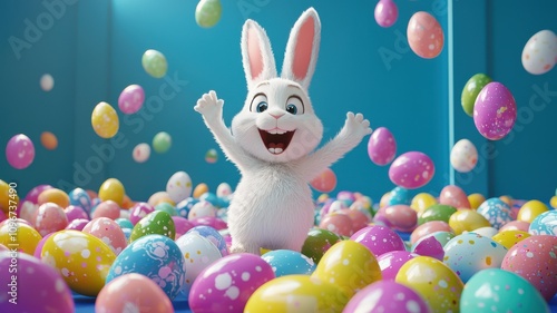 Wallpaper Mural Bunny with Floating Easter Eggs Torontodigital.ca