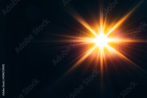 Dramatic Flare Effect with Radiant Sun Halo on Ethereal Black Background photo